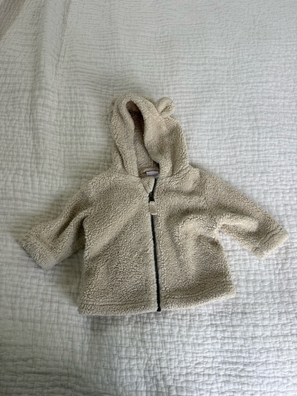 Hanna Andersson Cream Sherpa Hooded Puffer with Bear Ears